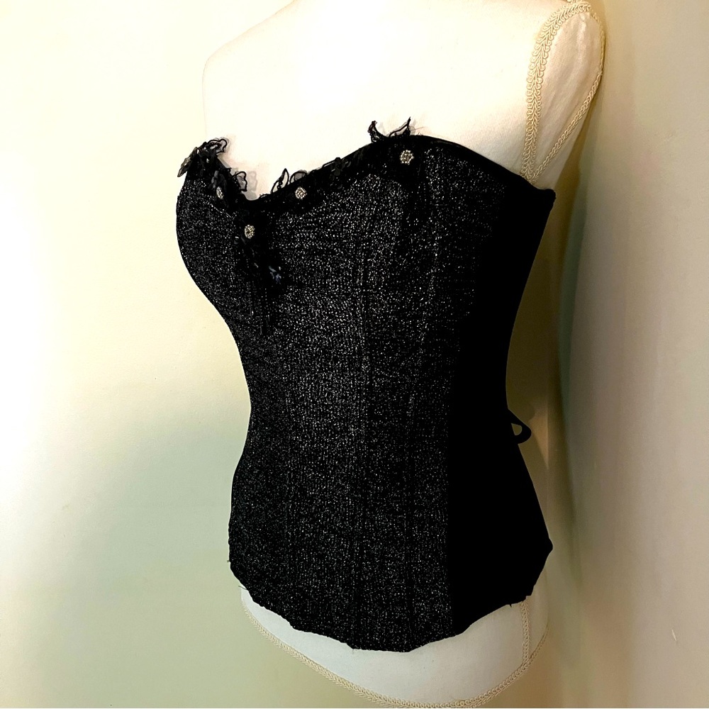Shirley of Hollywood black and silver corset 34